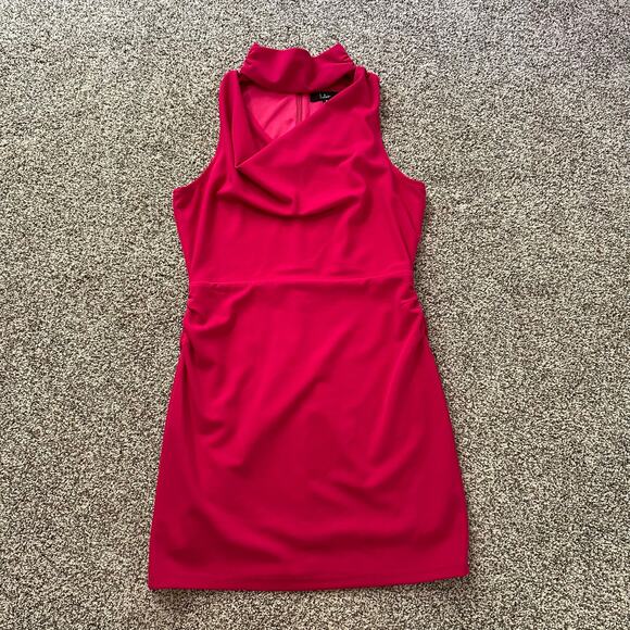 Lulu's Flaunt Your Figure dark pink sleeveless cut-out mini dress size M - Picture 6 of 12